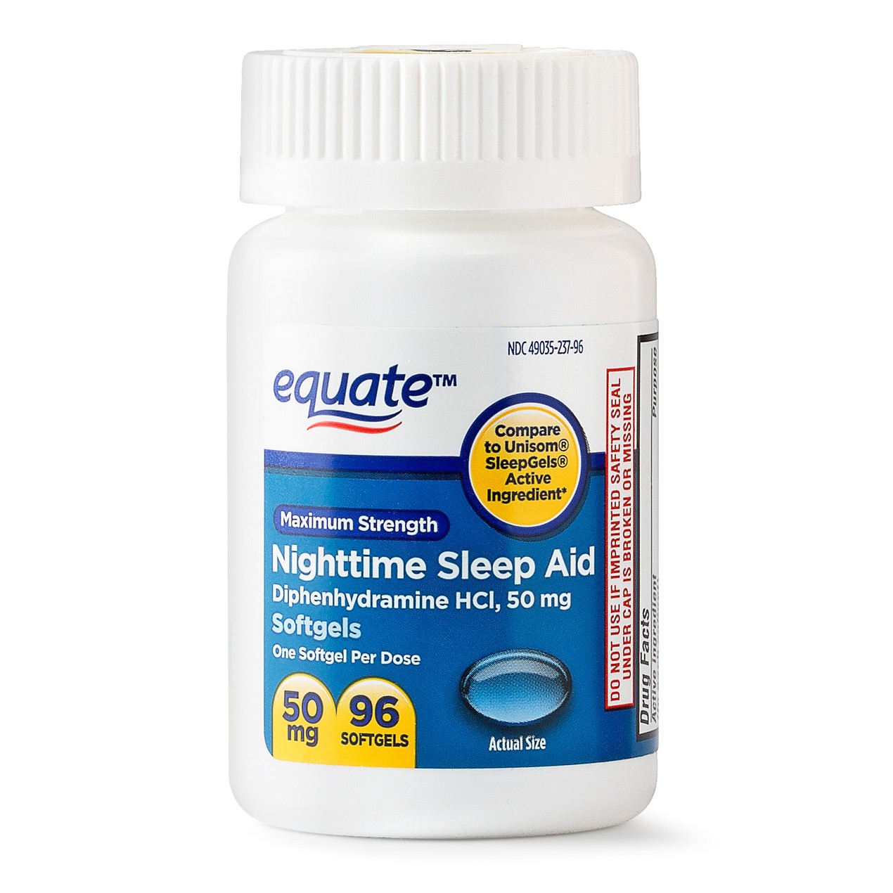 2-Pack Equate Maximum Strength Nighttime Sleep Aid Softgels (192 Total)