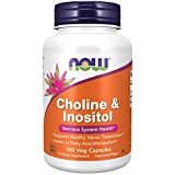 NOW Supplements, Choline & Inositol 500 mg, Healthy Nerve Transmission*, Nervous System Health*, 100 Capsules