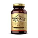 Solgar Choline/Inositol 500 mg/500 mg, 100 Vegetable Capsules - Energy Metabolism, Liver Health, Essential for Brain & Nerve Function - Non-GMO, Vegan, Gluten Free, Dairy Free, Kosher - 50 Servings