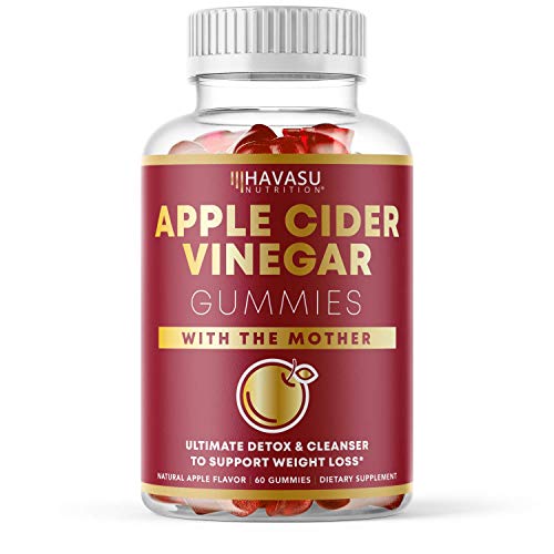 Havasu Nutrition Apple Cider Vinegar Gummies with Mother Enzyme for Belly Control & Detox Cleanse; 60 Organic ACV Vegetarian Gummies (60 Ct)