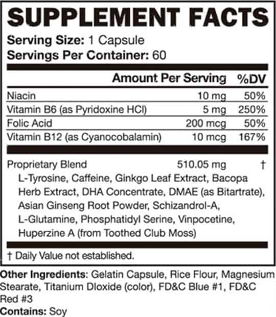 SmartX supplement facts and ingredients label