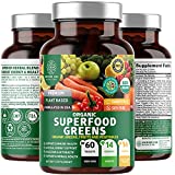 N1N Premium Organic Superfood Greens, Fruits and Veggies [28 Powerful Ingredients] All Natural Superfood Supplement with Alfalfa, Beet Root and Ginger to Boost Energy, Immunity and Gut Health, 60 Ct